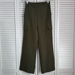 Anthropologie DREW Wide Leg Cargo Pants Trousers Olive Green Streetwear Size XS